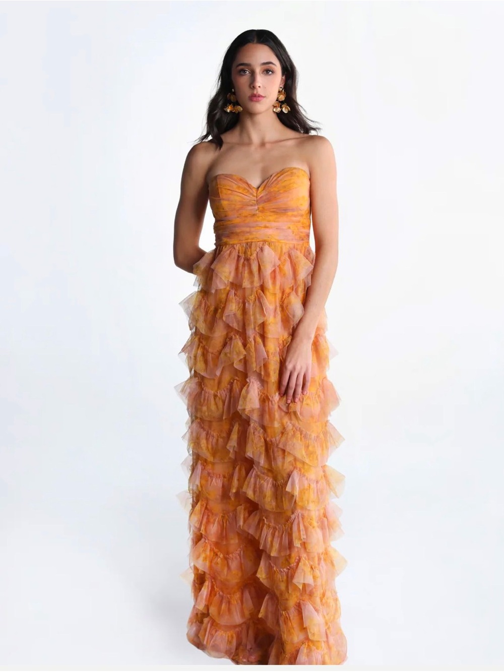 Orange Ruffle Maxi Dress